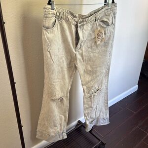Midrise acid wash white Wide Leg Jeans
